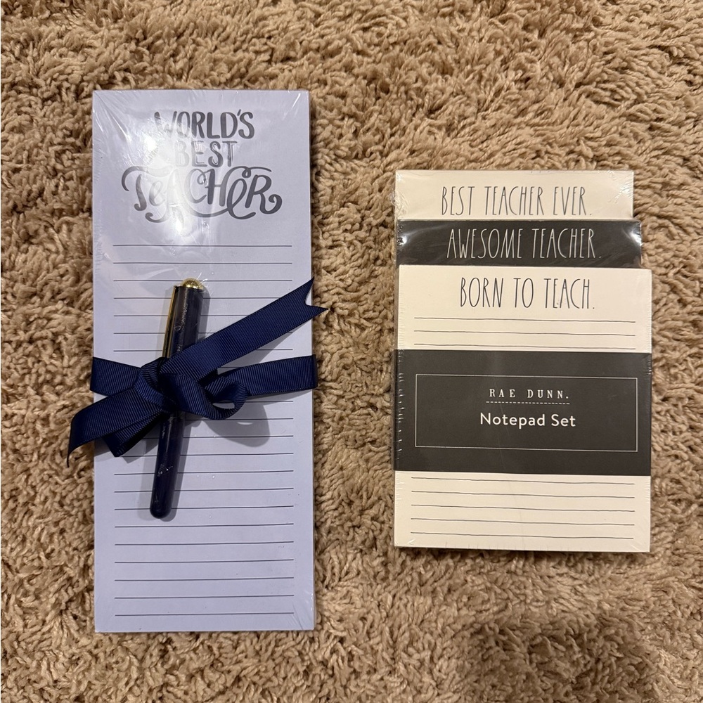NWT Rae Dunn & Teach Notepad w/Pen